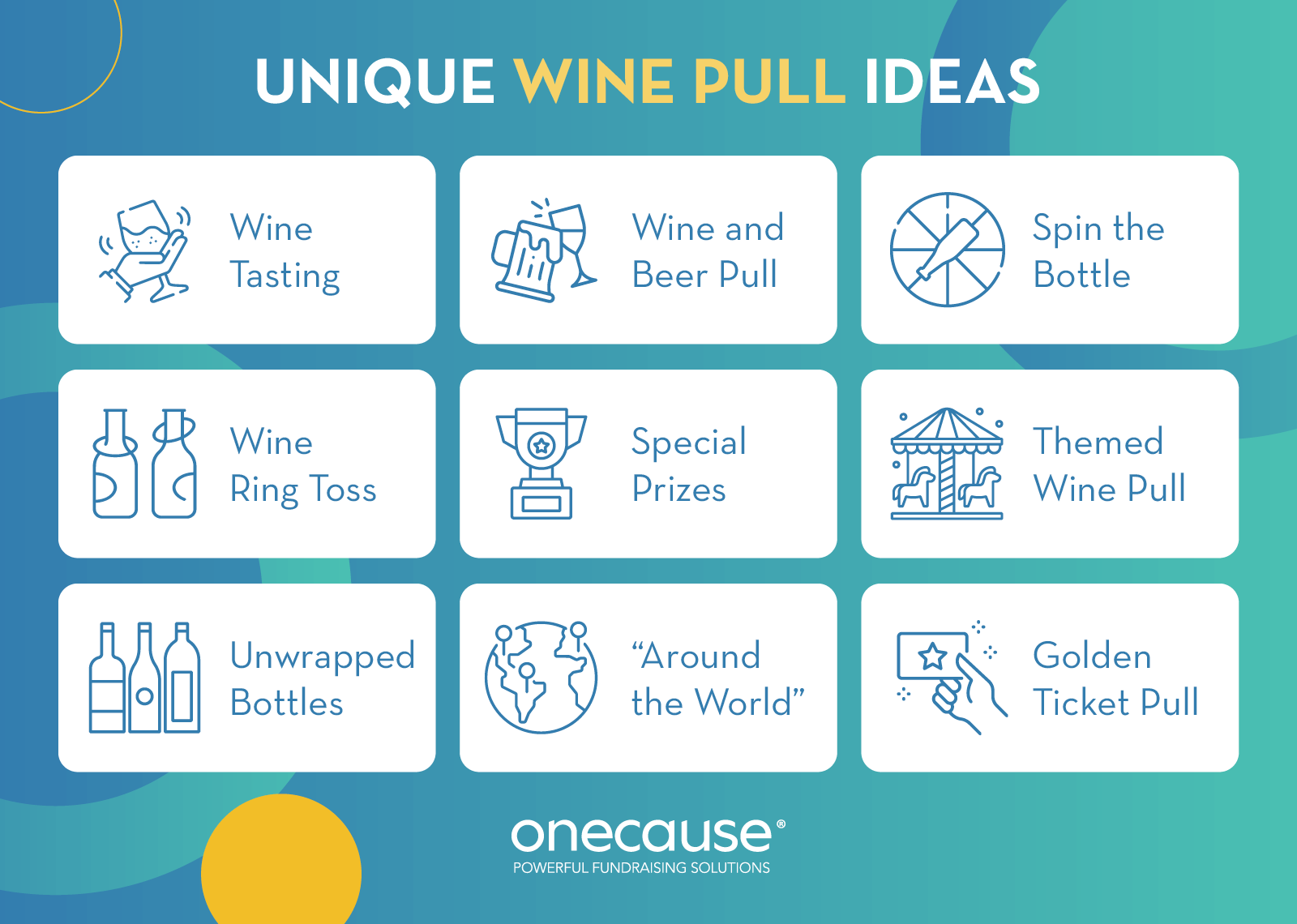 Unique wine pull and wine wall fundraiser ideas, also listed below