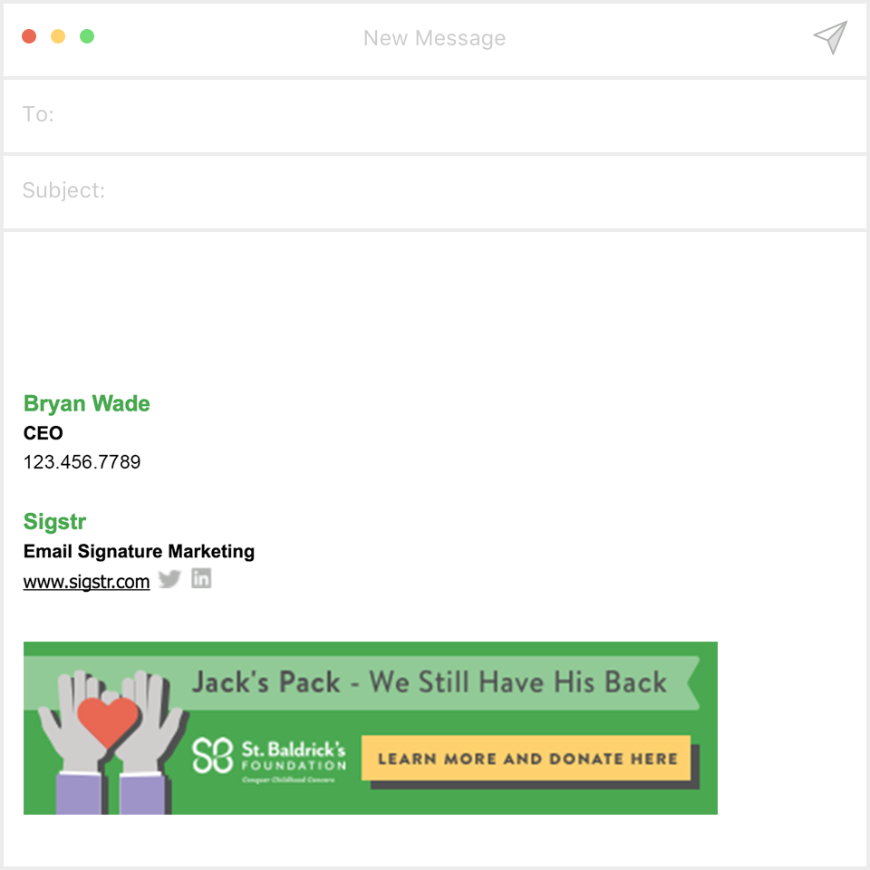 Employee Email Signature Promoting Upcoming Fundraiser