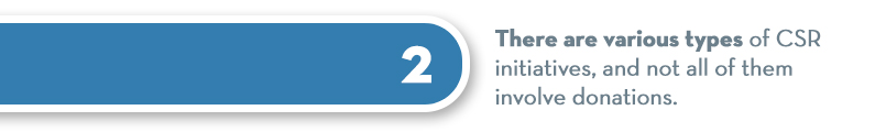 2) There are various types of CSR initiatives, and not all of them involve donations