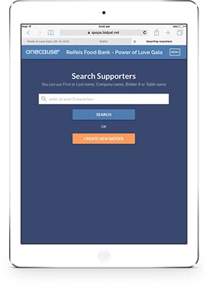iPad showcase guest check in with fundraising payment software
