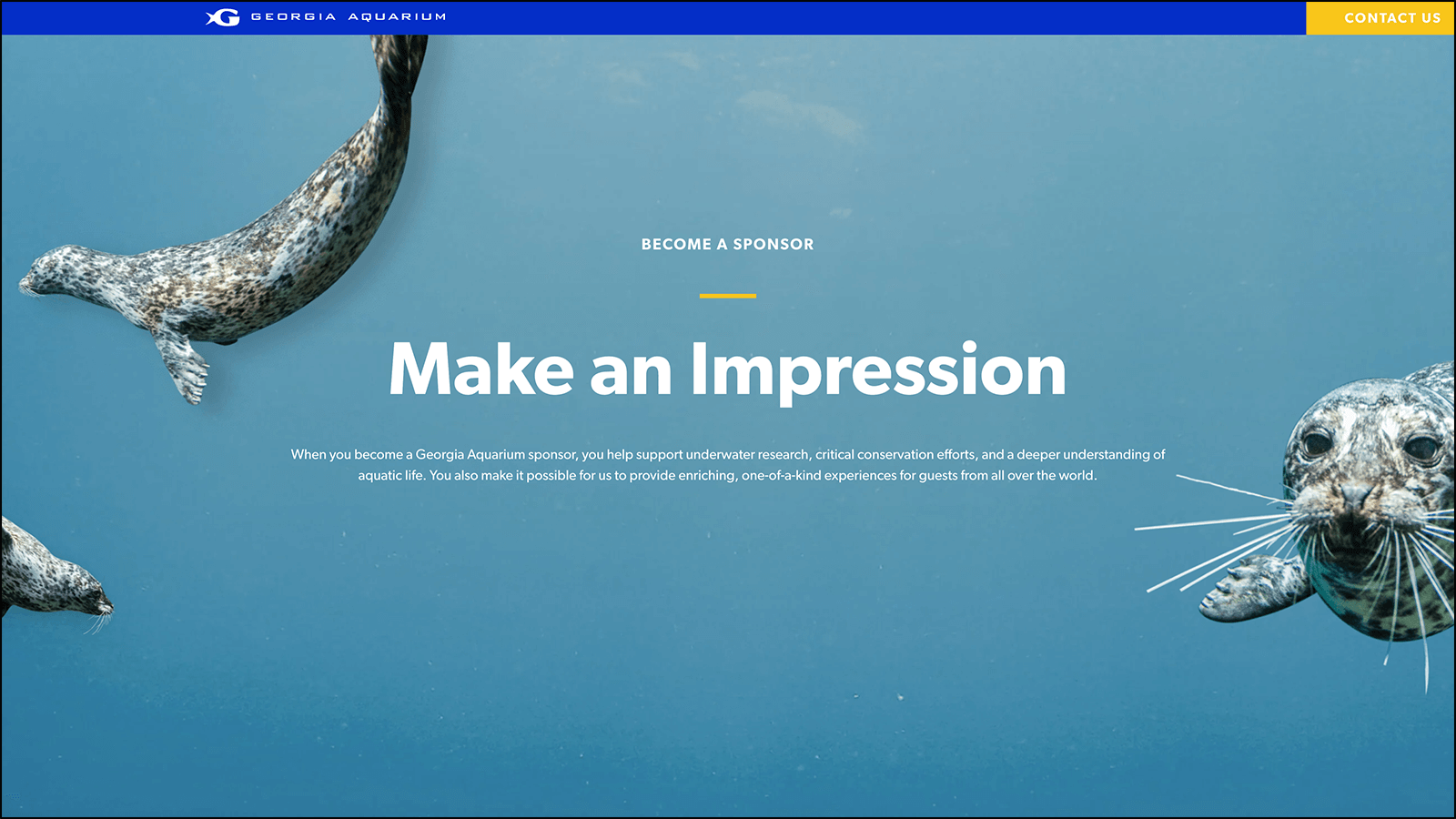Screenshot of Georgia Aquarium’s corporate sponsorship packages page