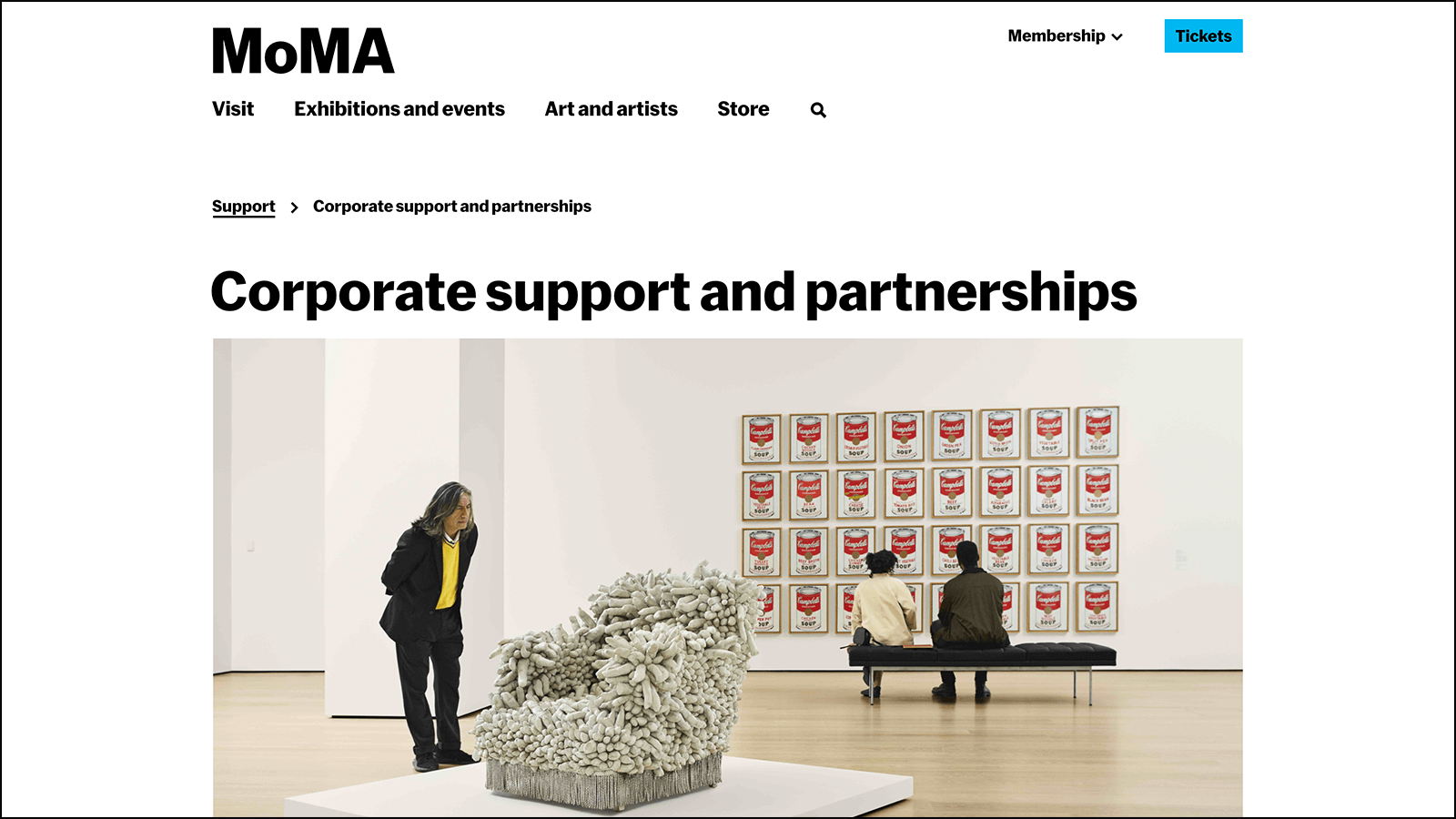 Screenshot of MoMA’s corporate sponsorship packages page