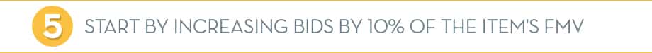 Start by increasing bids by 10% of the Item's FMV