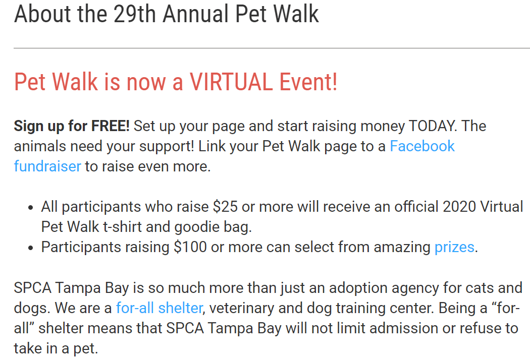SPCA Tampa Bay Pet Walk OneCause
