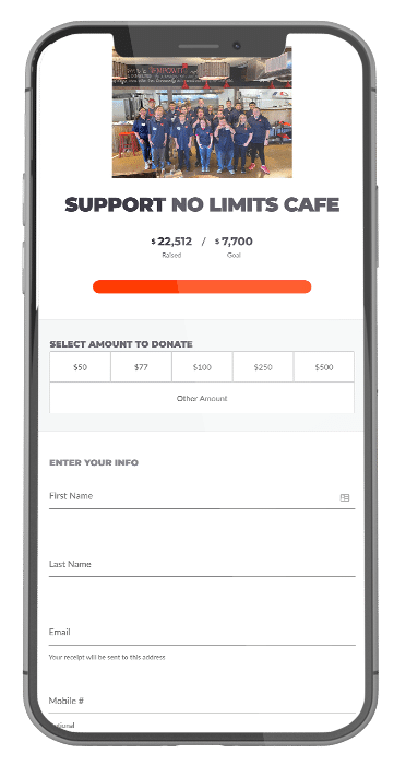 No Limits Cafe Text2Give Website