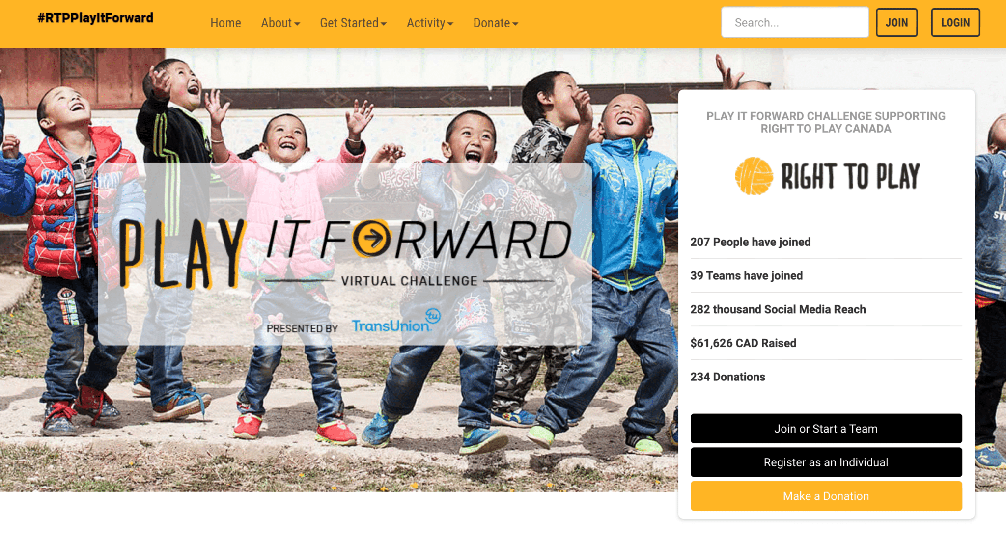 Play it Forward launched a social media based virtual challenge to raise money online.