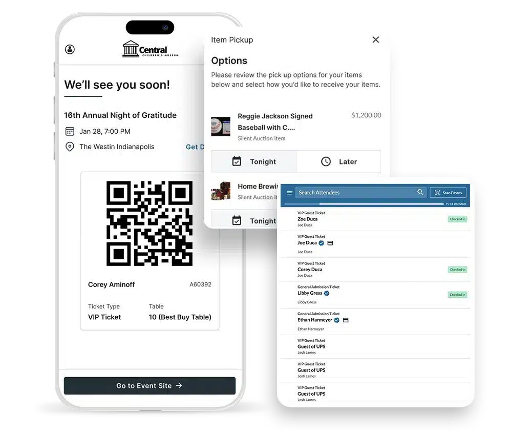 Mockup of the OneCause nonprofit auction software