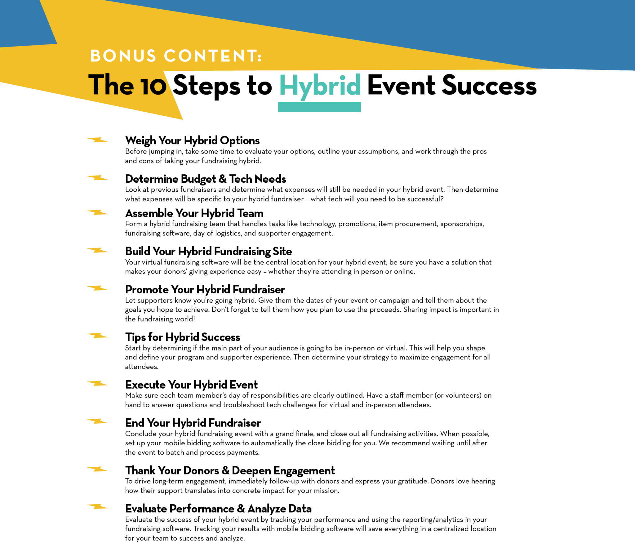 Ten steps to hybrid fundraising success