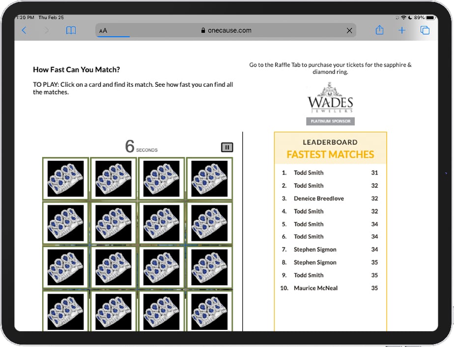 OneCause Sponsor Matching Game-Product Image