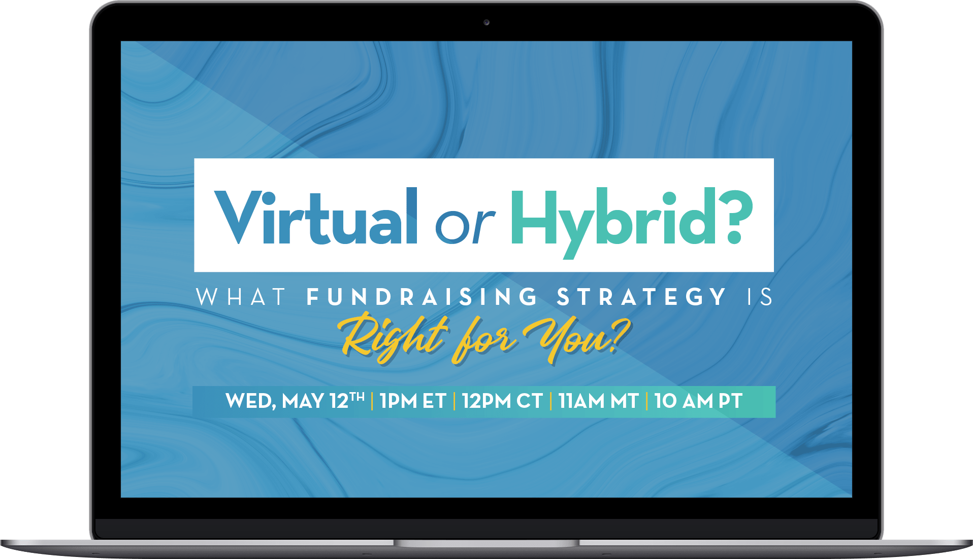 Virtual or Hybrid? webinar laptop