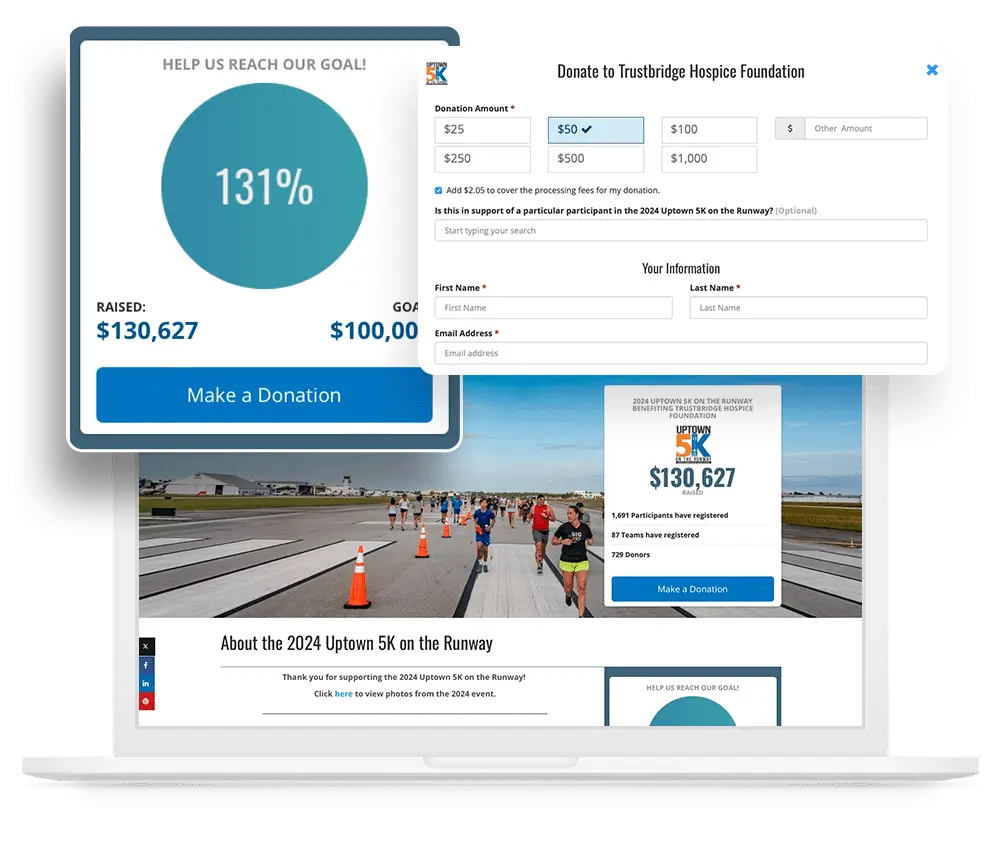 Example personalized fundraising campaign page, one of our top memorial fundraising ideas