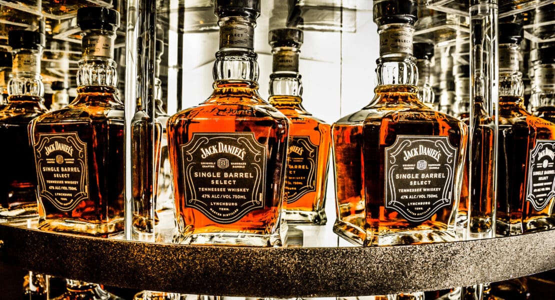 Bottles of Jack Daniel's Single Barrel Select Whiskey on display during the tour of the Distillery in Lynchburg, TN