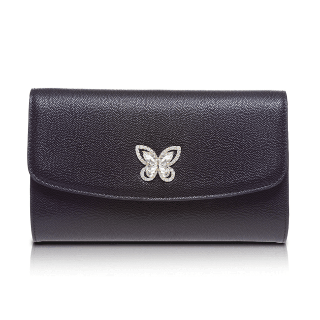 Black Clutch with Butterfly Jewel