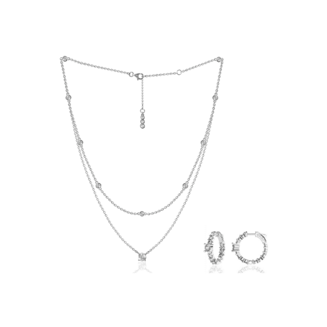 Delicate & Chic Necklace & Earrings Set White
