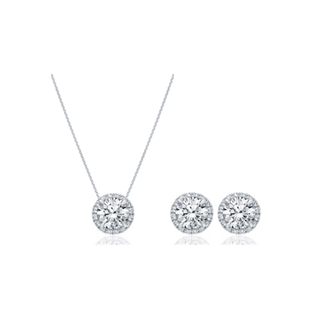 Modern Classic Necklace & Earrings Set White