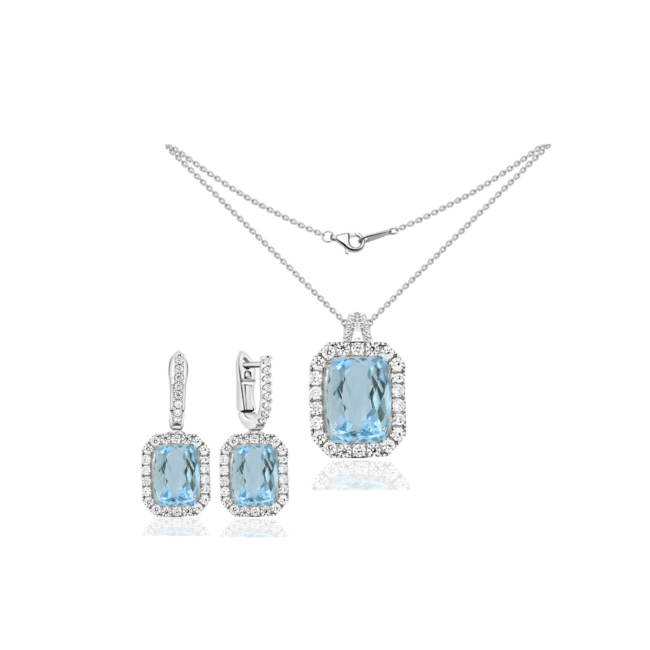 Striking Aquamarine Necklace & Earrings Set