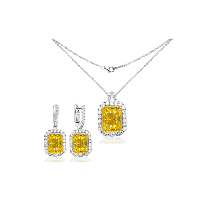 Striking Yellow Sapphire Necklace & Earrings Set