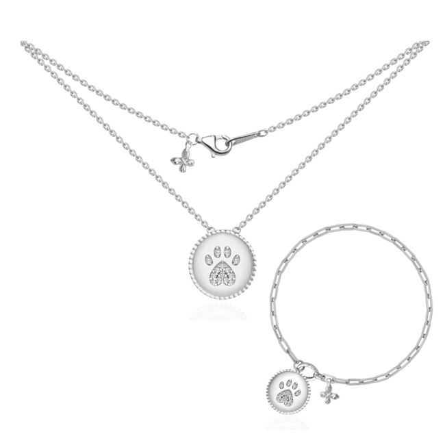 Paw Prints On My Heart Necklace & Bracelet Set
