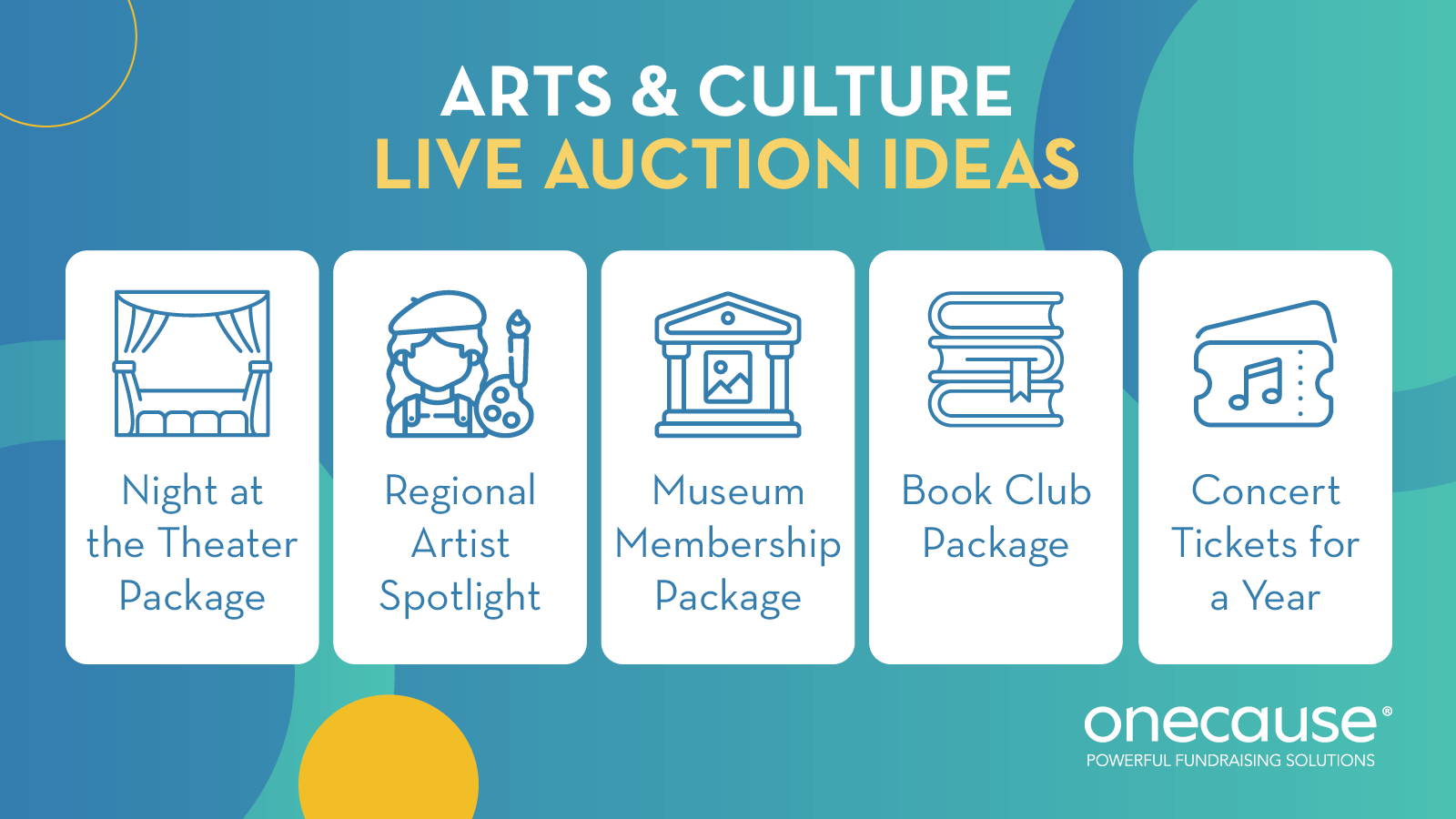 Live auction packages for arts and culture, also listed below