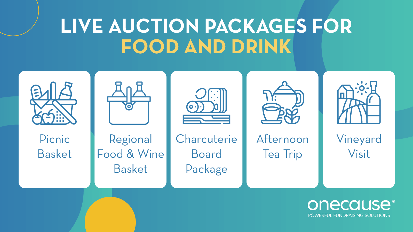 Live auction packages for food and drink, also listed below