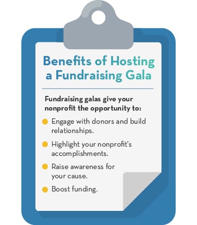 Hosting a fundraising gala can bring your nonprofit several benefits, including the opportunity to highlight your accomplishments and boost funding. 