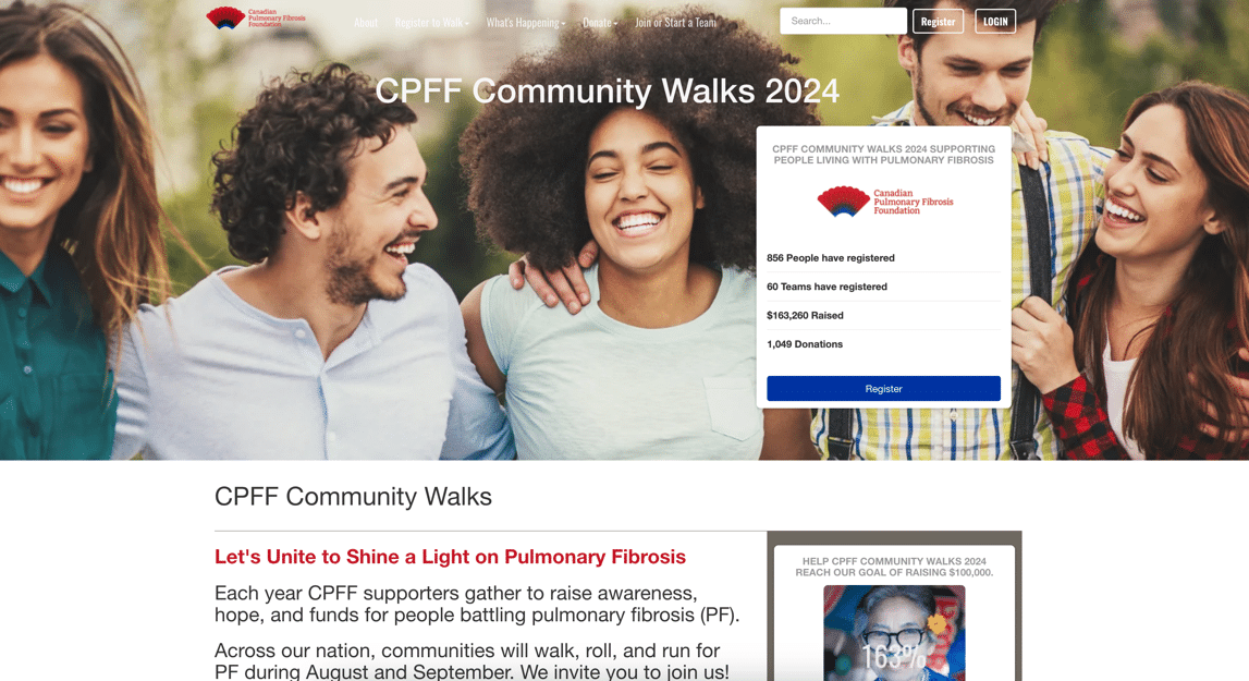 Screenshot of CPFF’s awareness campaign site, powered by OneCause