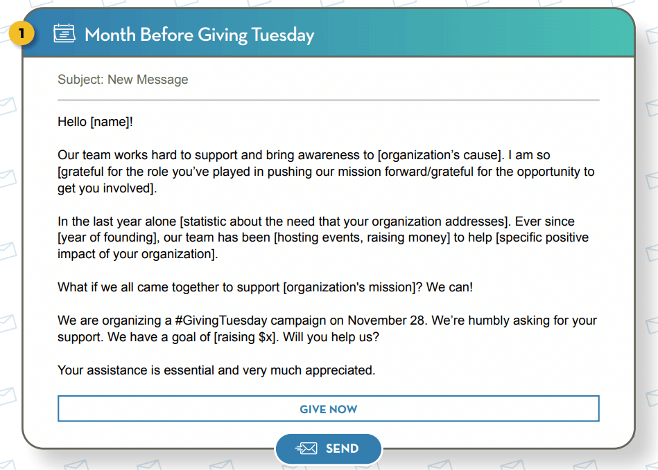 Example Giving Tuesday email to include in your donor communications plan