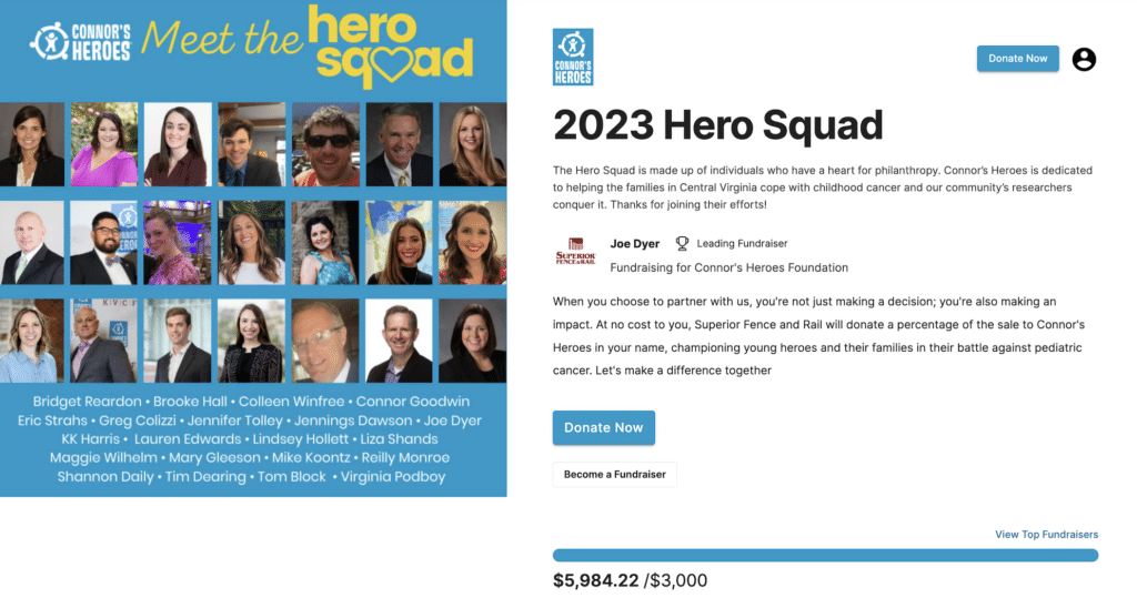 As one of the top donation page examples, Connor's Heroes stands out because of its strong call to action. 