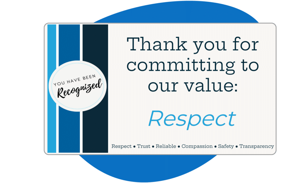 Create board recognition eCards like this one that says “Thank you for committing to our value: Respect.”