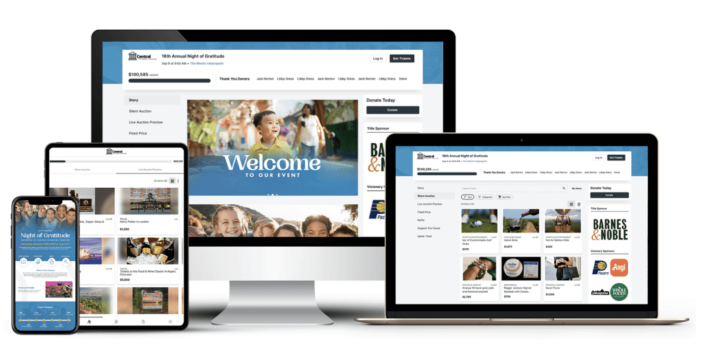 Mockup of the OneCause Fundraising Platform, the perfect tool to streamline your public awareness campaign