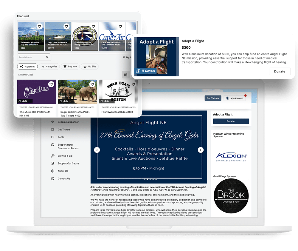 Screenshot of a fundraising page hosted by the OneCause Fundraising Platform